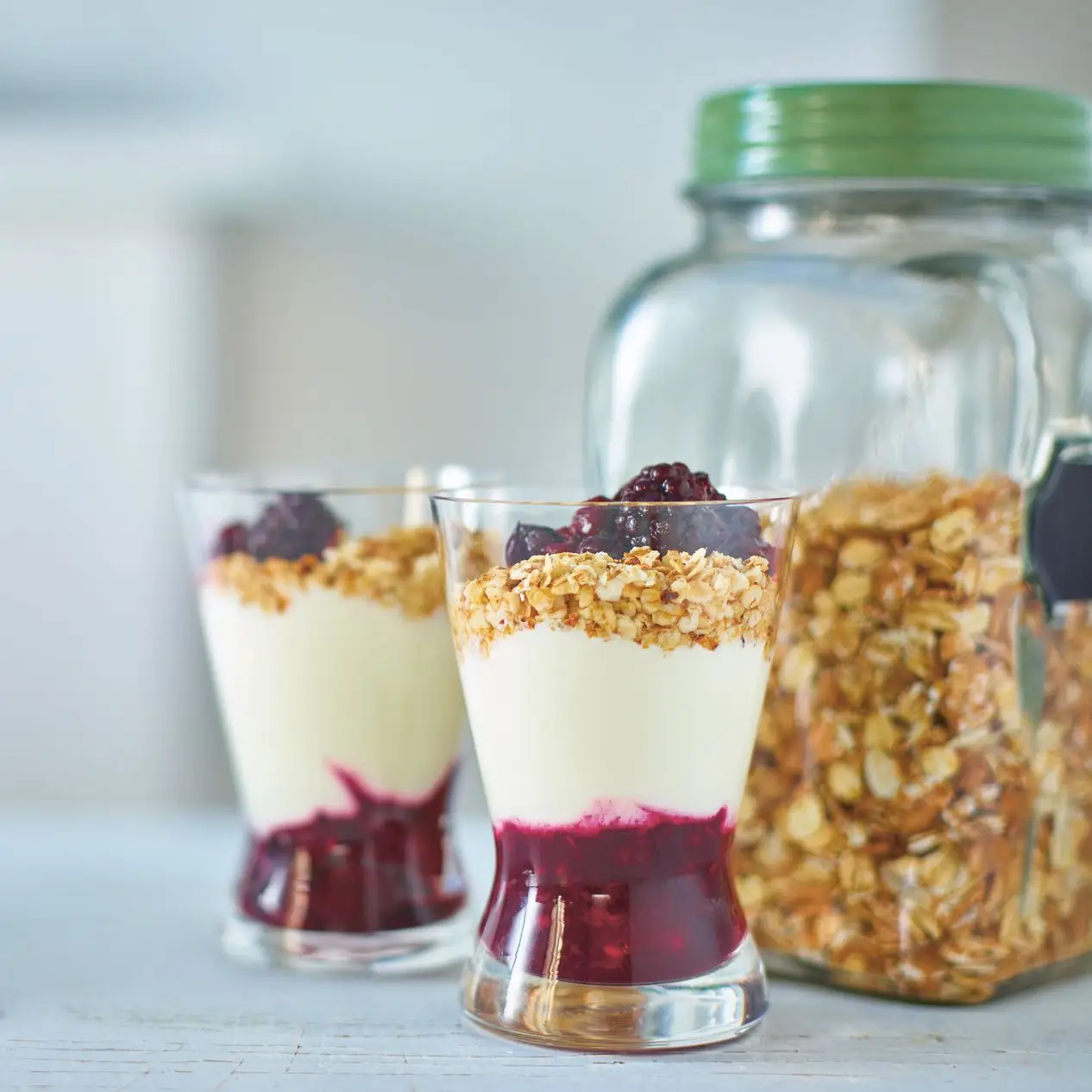 Blackberry e mirtilo - panelas de iogurte