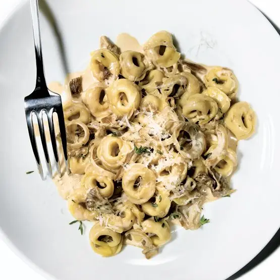Tortellini com molho de cogumelo de porcini