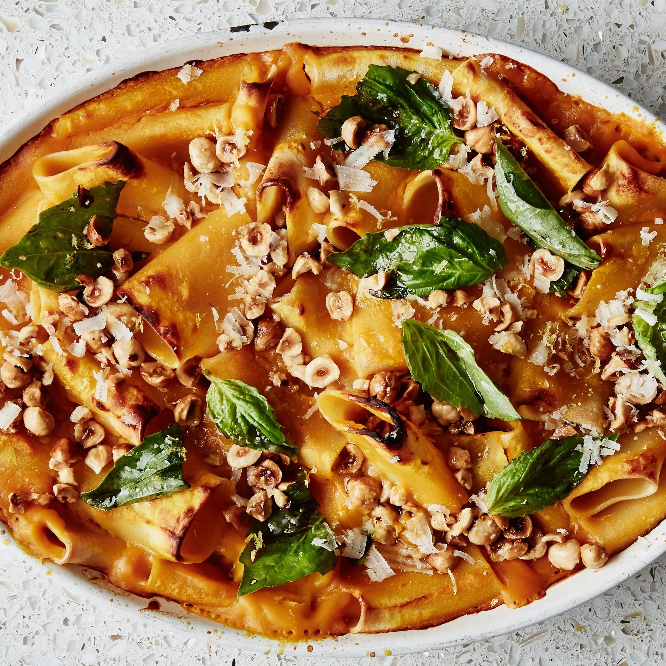 Macarrão assado de abóbora butternut