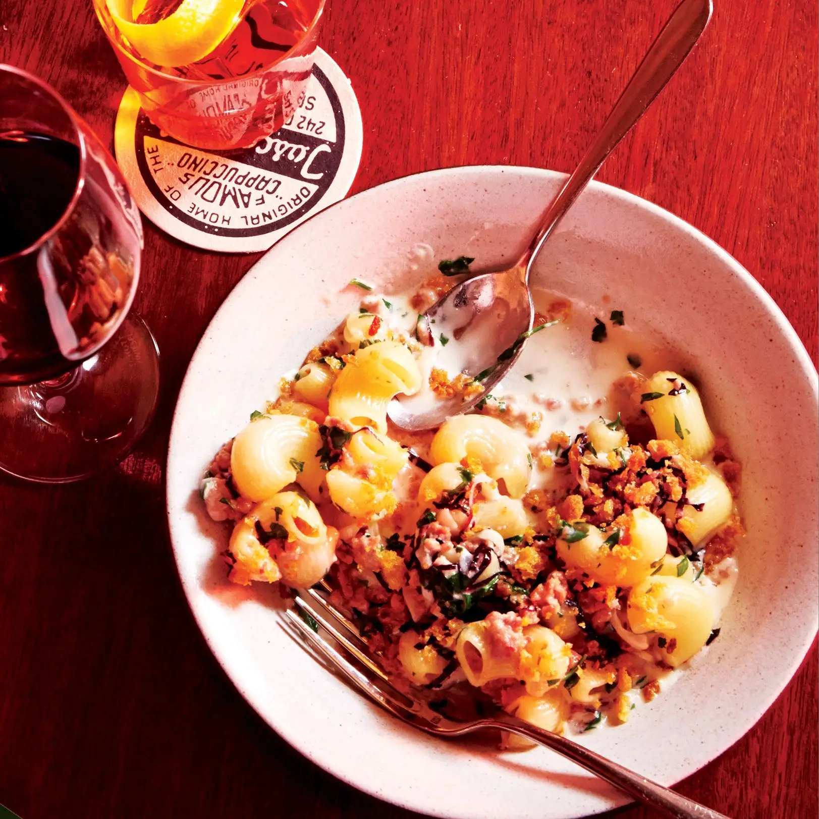 Lumaconi com migalhas de pão presunto e limão