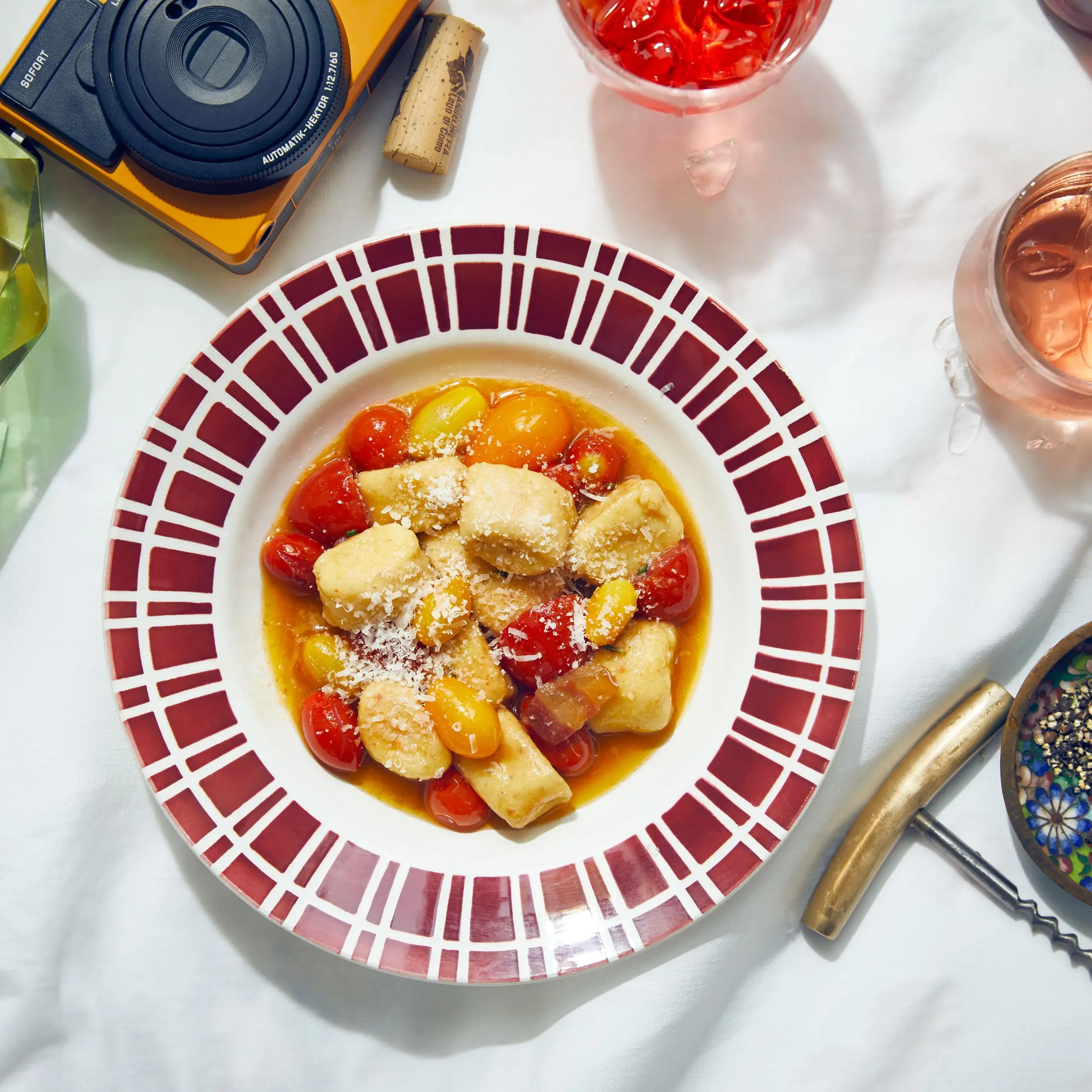 Malfatti com pancetta e tomate cereja