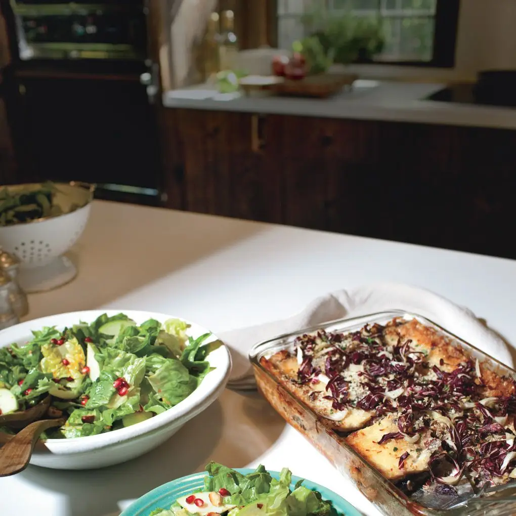 Bacon e Taleggio Lasagna com Treviso