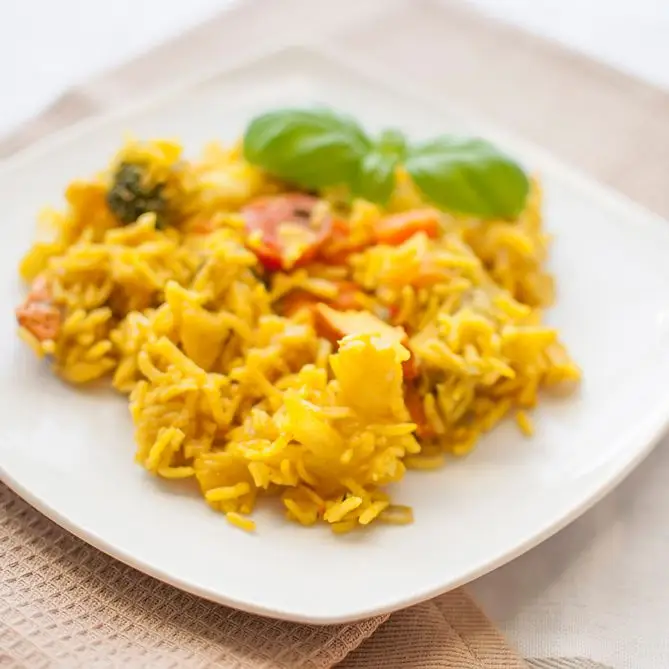 Arroz de Basmati Plano de Açafrão