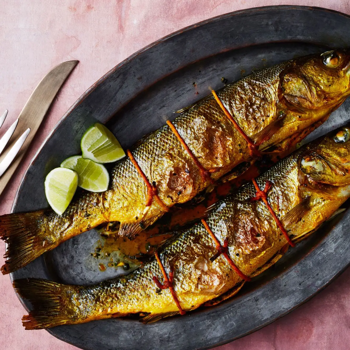 Baixo preto assado com água de flores laranja