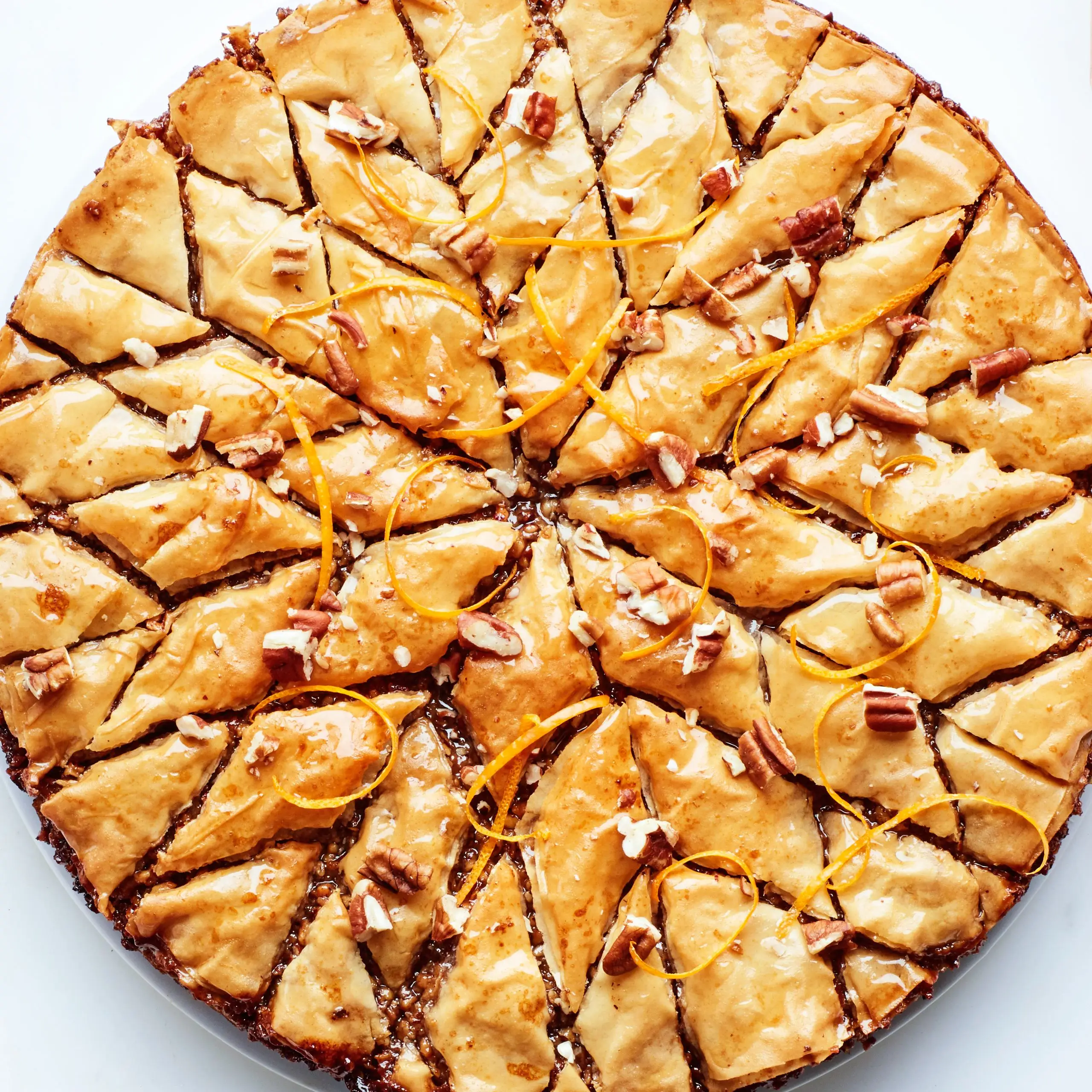Torta de Baklava, laranja-pecã