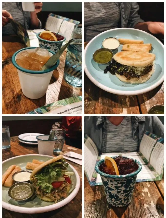 Fun Restaurants in Minneapolis: Hola Arepa Minneapolis MN - Mocktails beef and chicken arepas' title='Fun Restaurants in Minneapolis