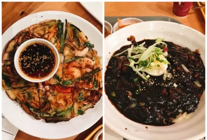 Kbop Korean Bistro Minneapolis: Seafood pancake and jajangmyeon.' title='Fun Restaurants in Minneapolis