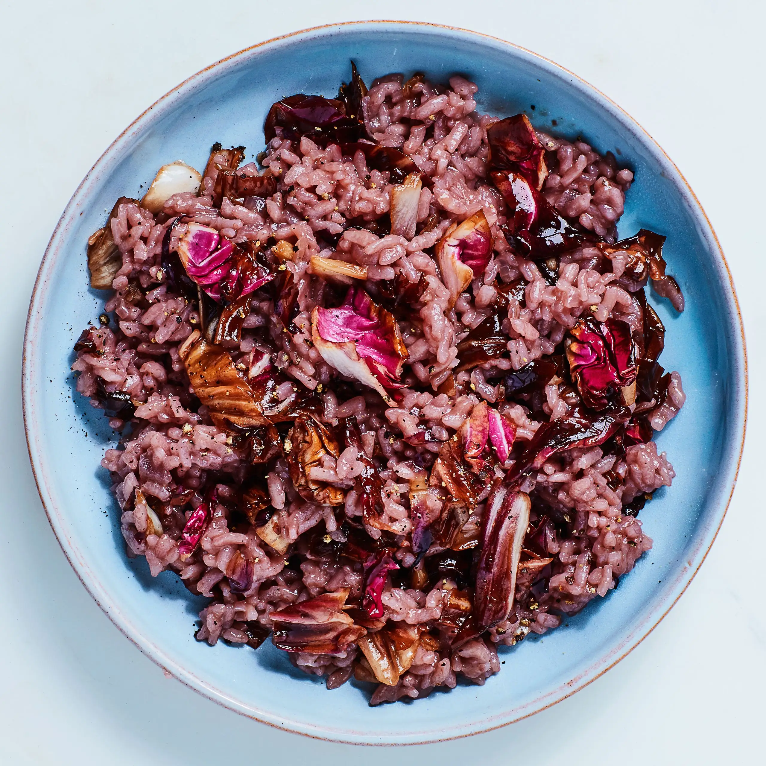 Risoto com Amarone e Radicchio caramelizado