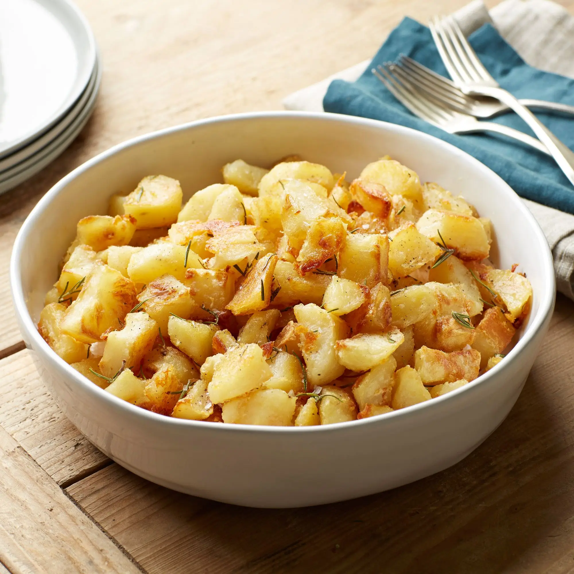 Batatas abaladas crocantes com alecrim