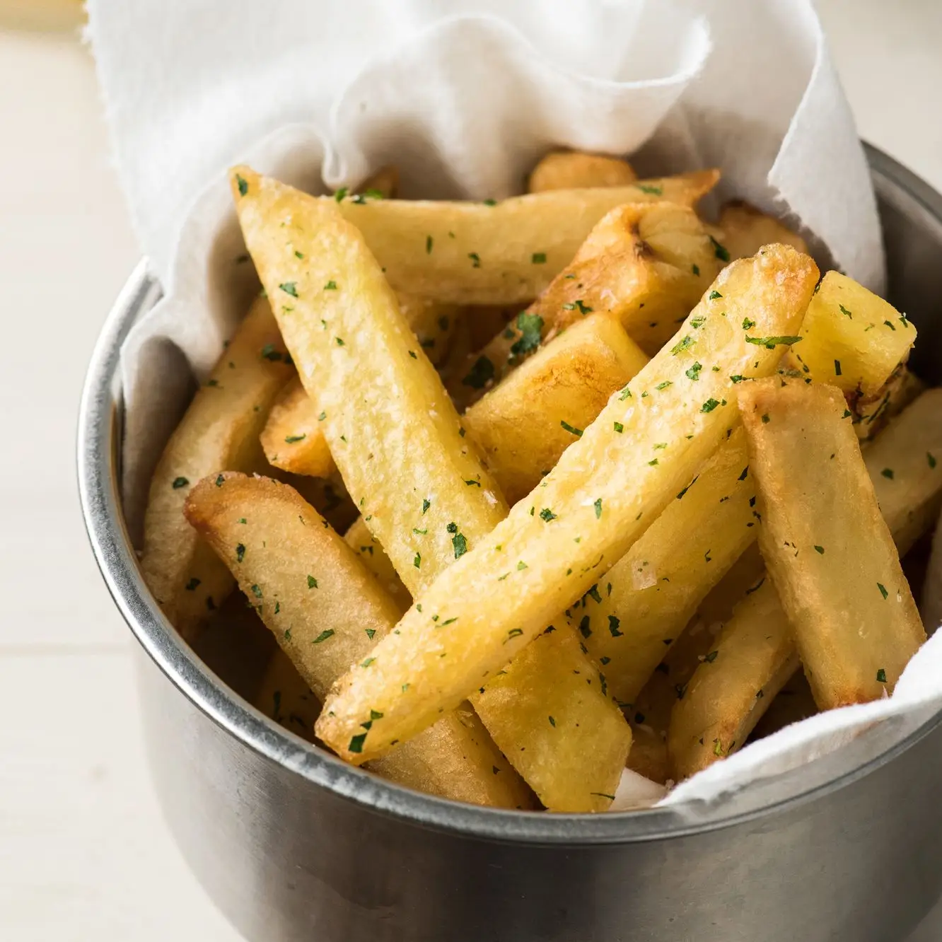 Batatas fritas cozidas triplas