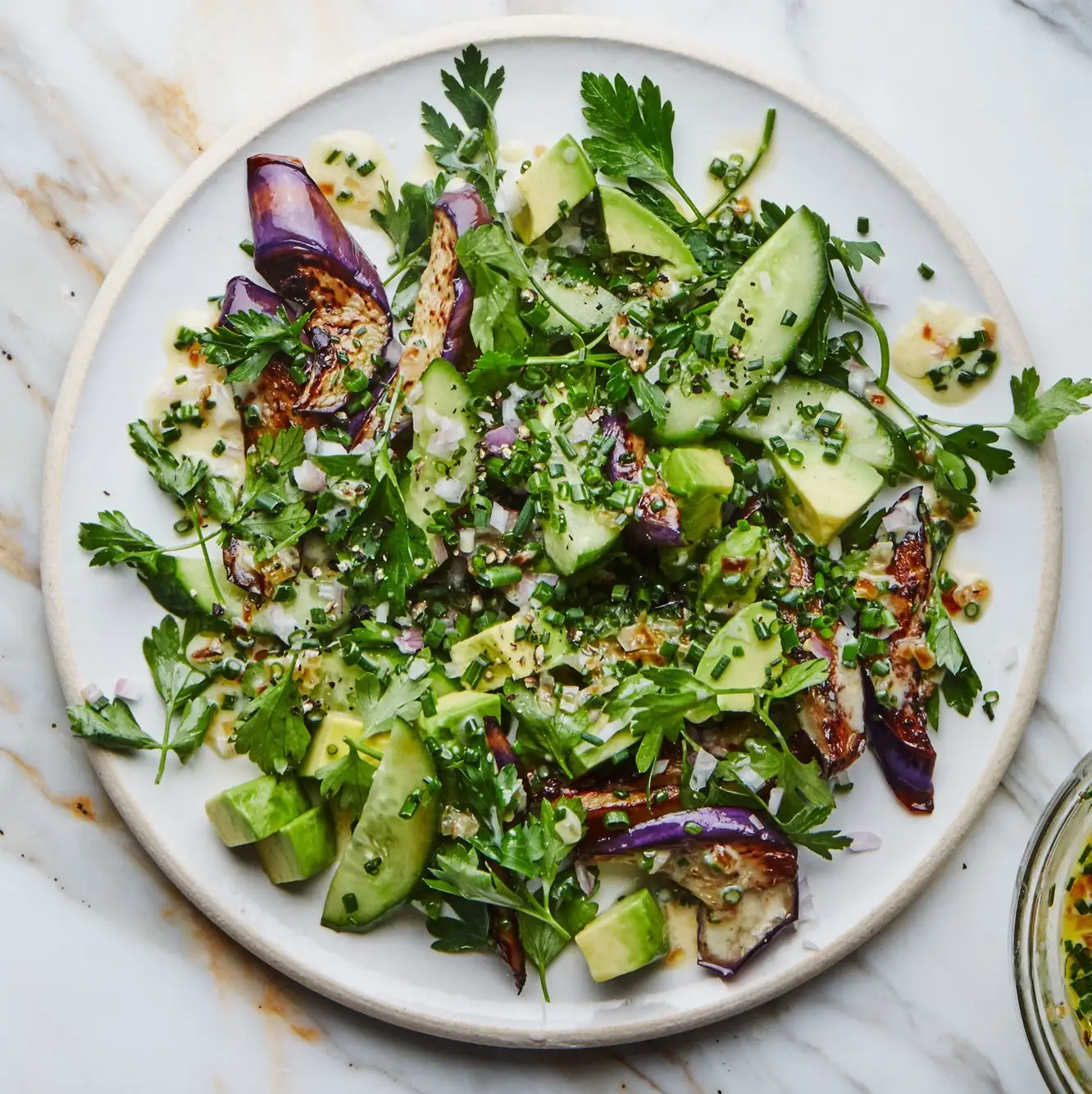 Berinjela vertigada com molho de soro de leite coalhado