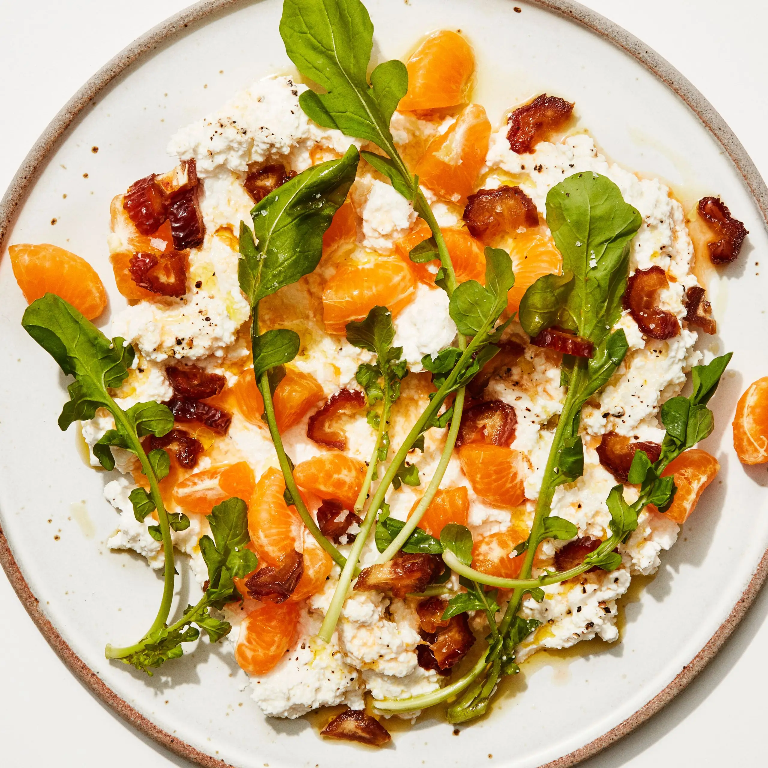 Ricota e clementina com vinagrete de data