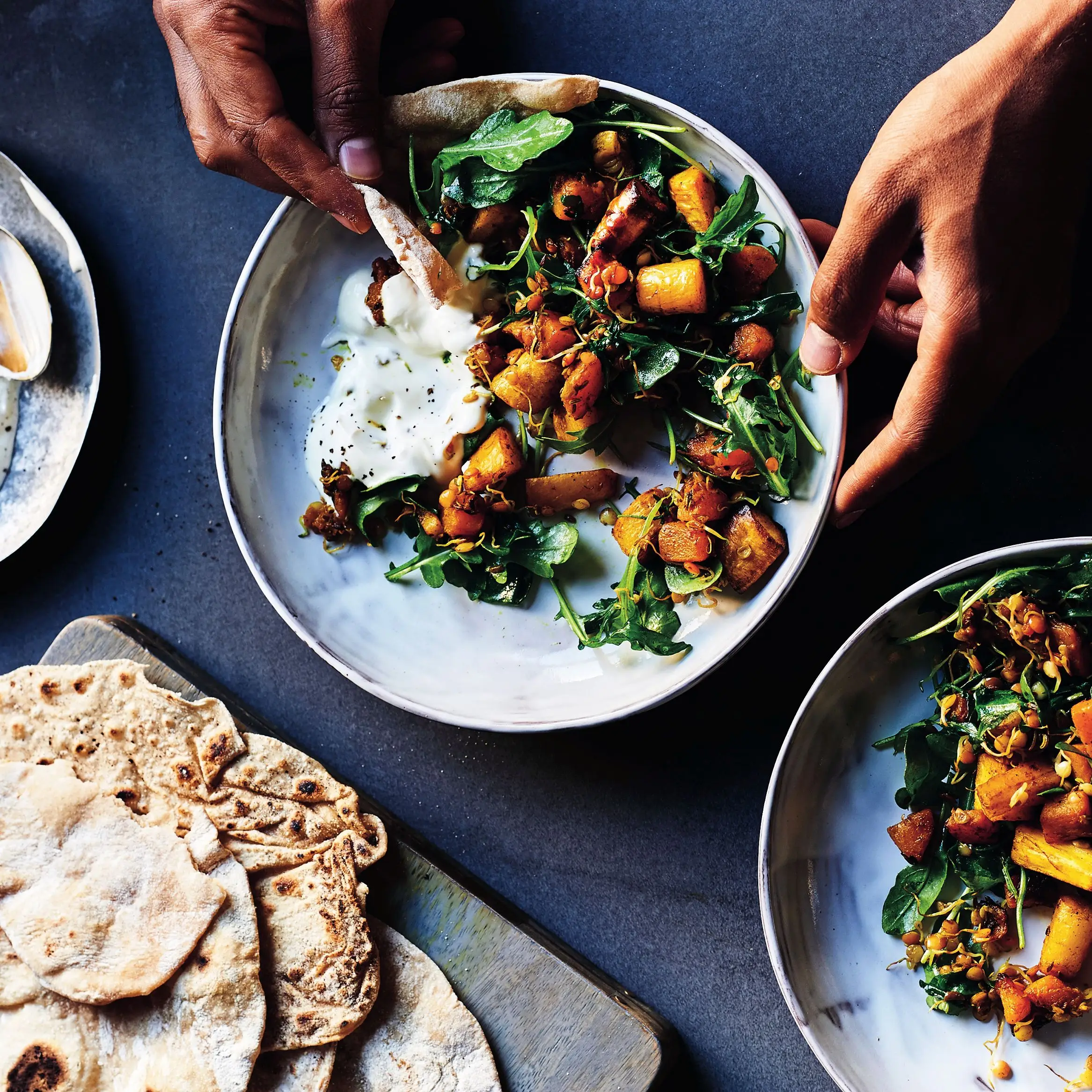 Parsnip e abóbora com pães