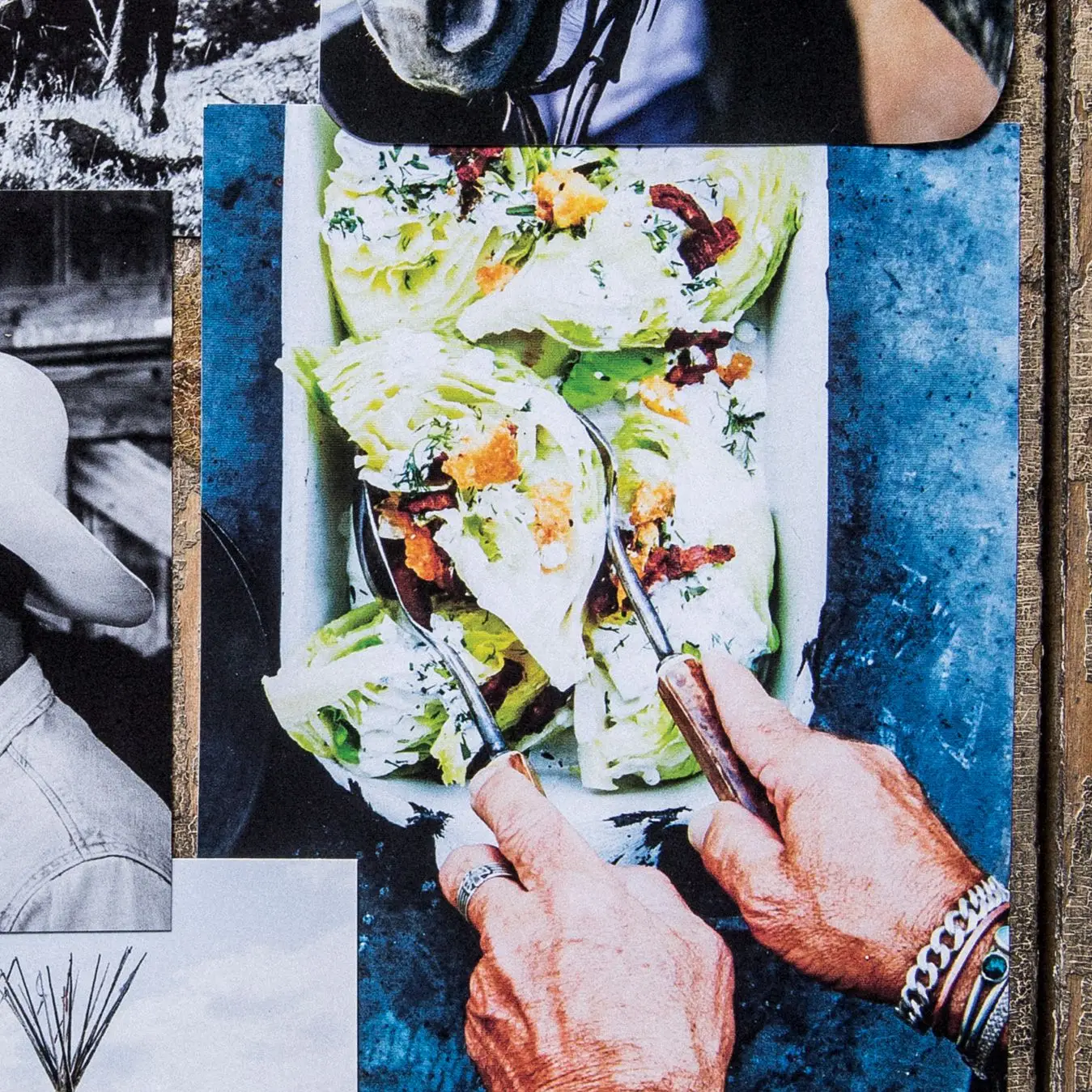 Cunhas de iceberg com bacon grelhado e croutons