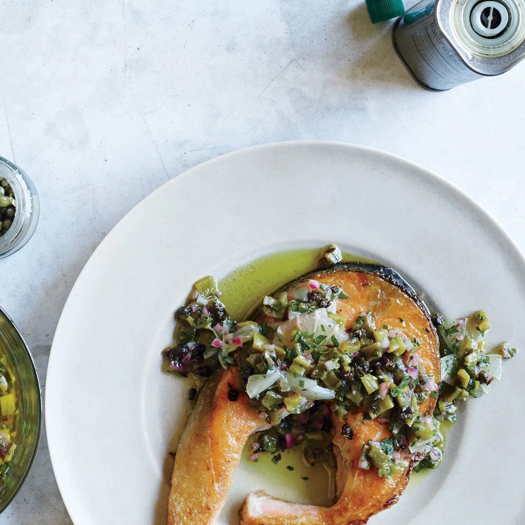 Bifes de salmão grelhado