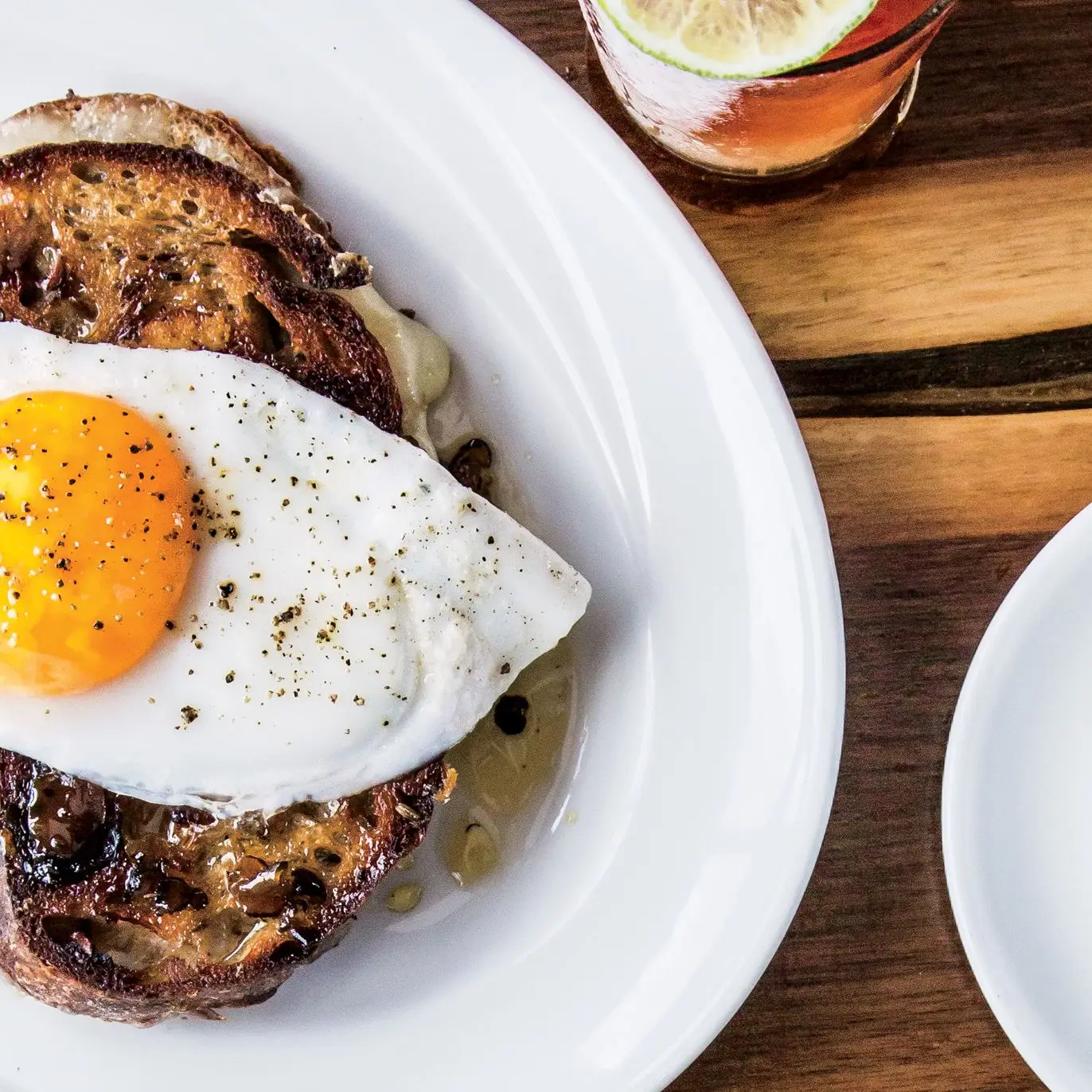 Queijo grelhado sofisticado com ovo frito