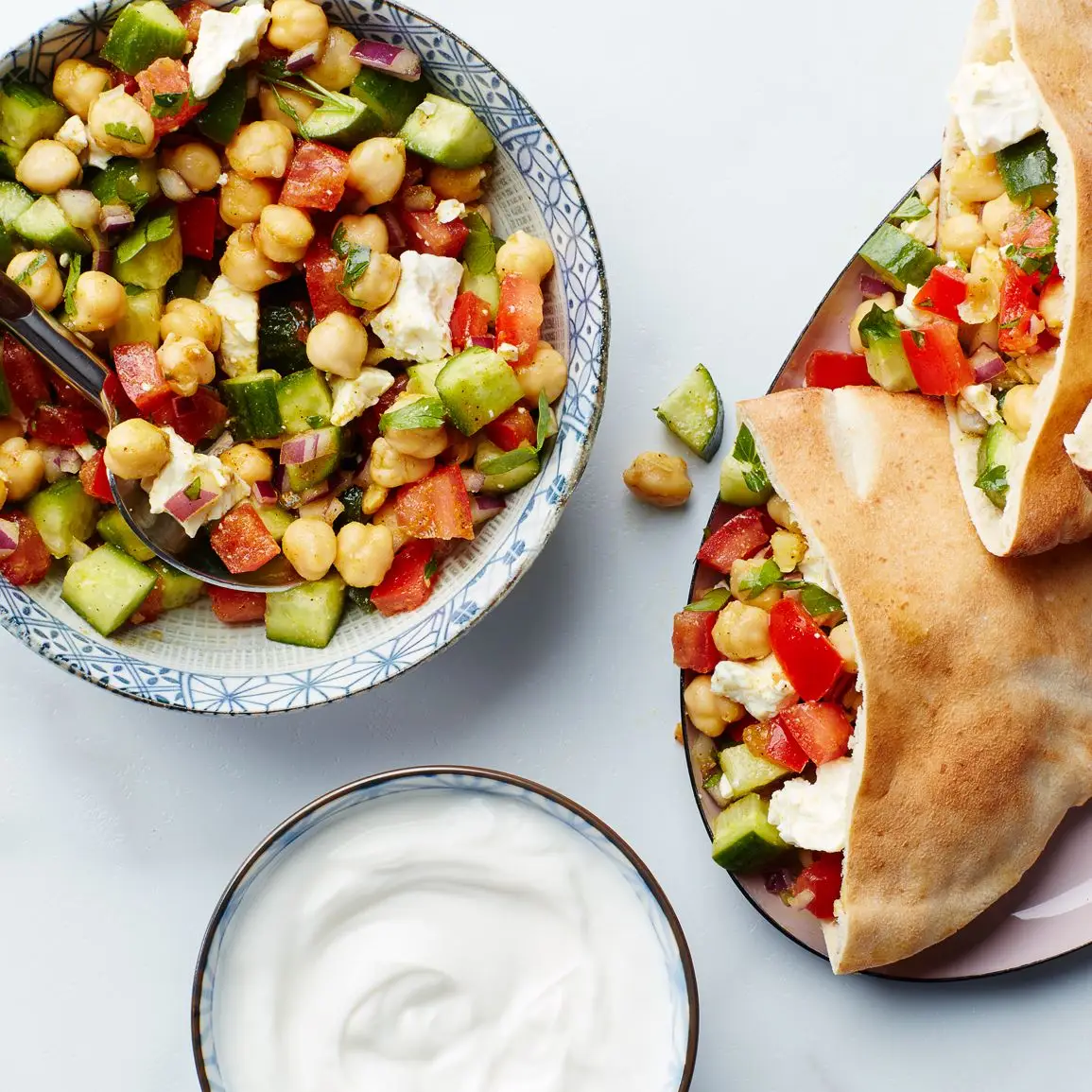 Bean marroquino de bico e queijo feta
