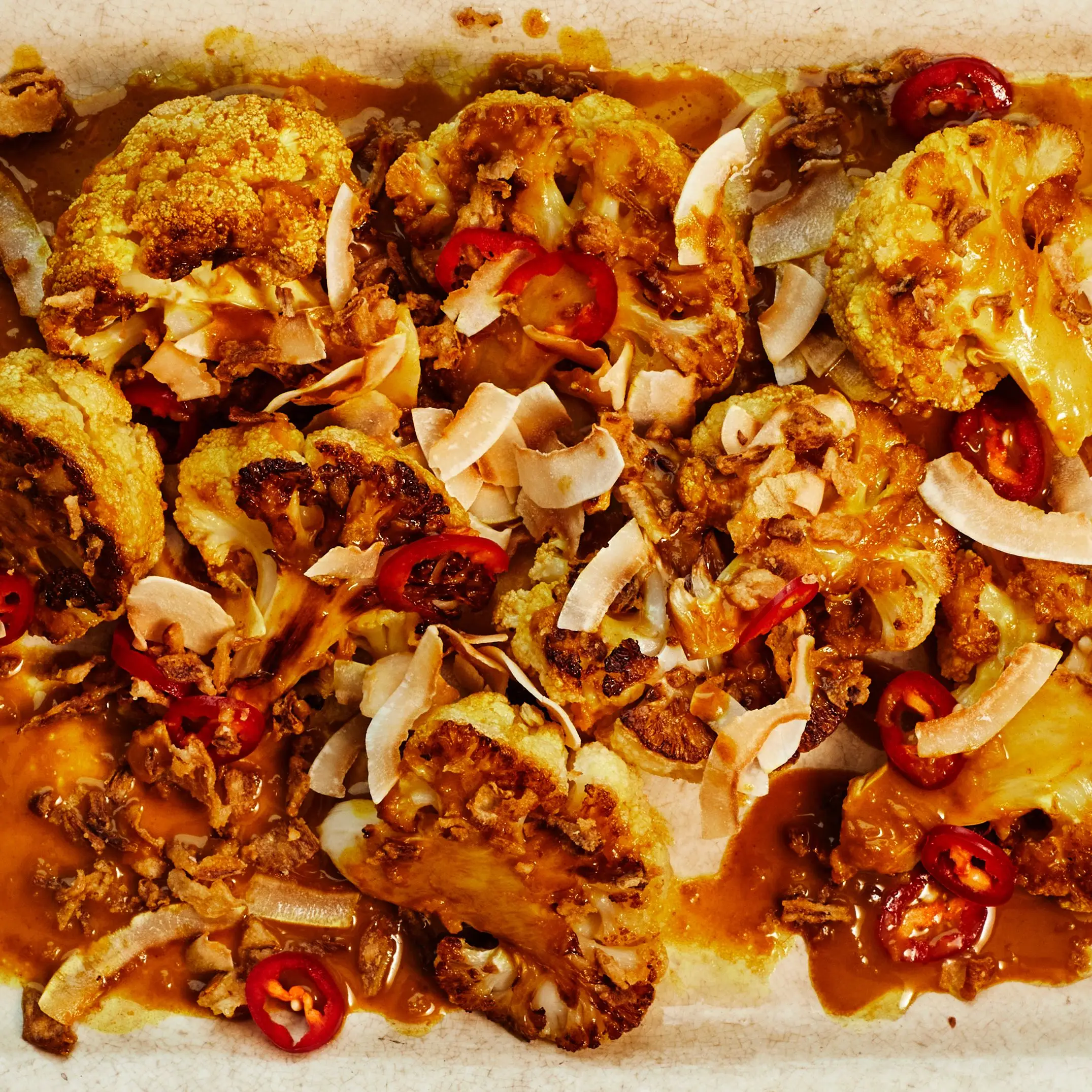 Couve -flor assada com molho de açafrão