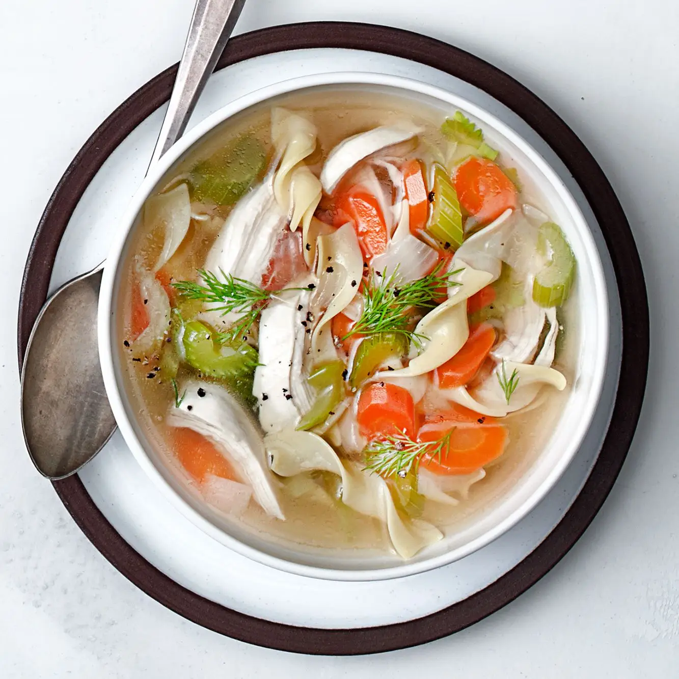 Sopa de macarrão de frango à moda antiga