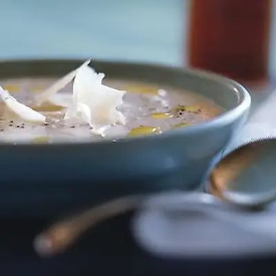 Image may contain Bowl Dish Food Meal Cutlery Spoon Soup Bowl and Soup