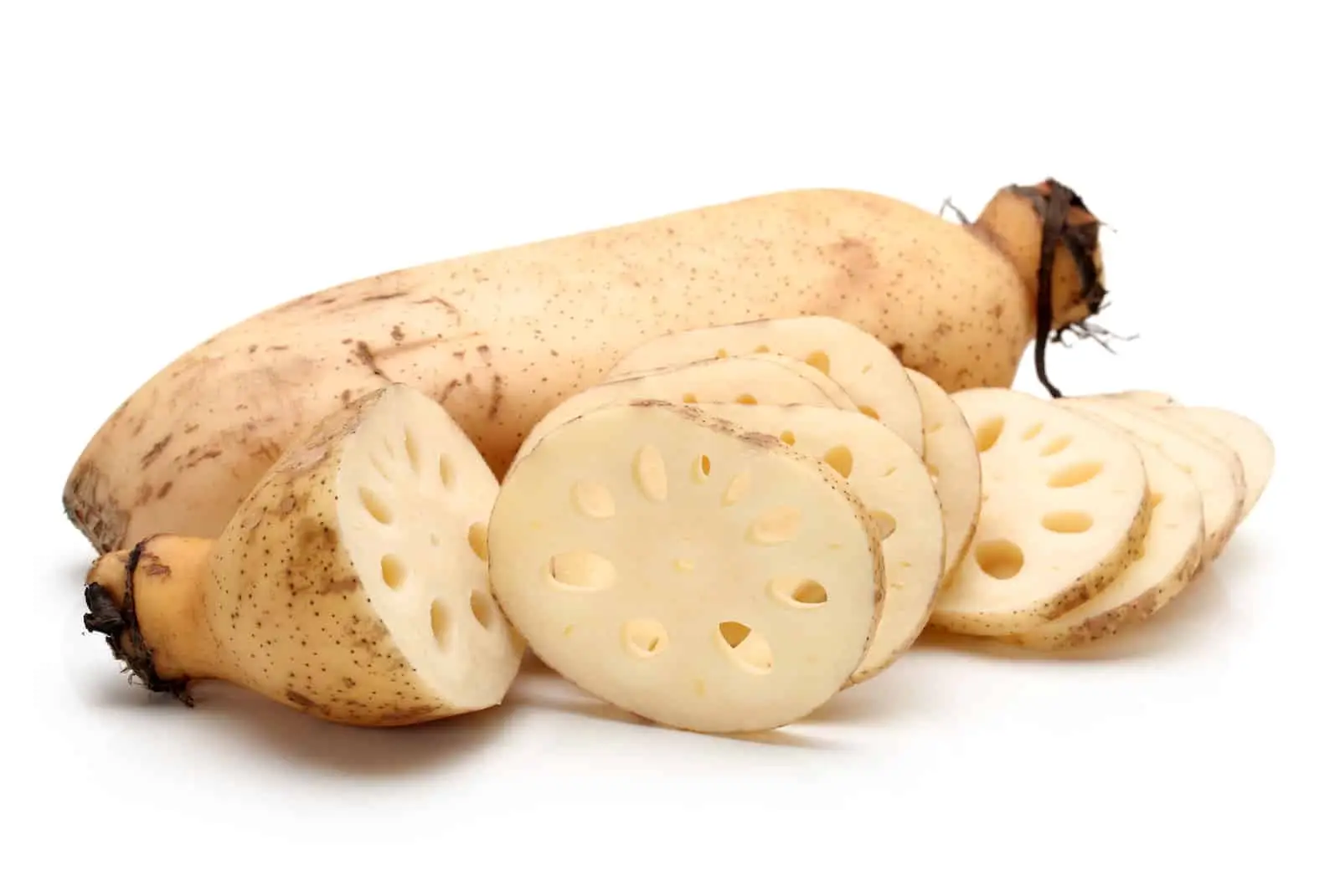 Raiz de lótus: um rizoma aquático crocante