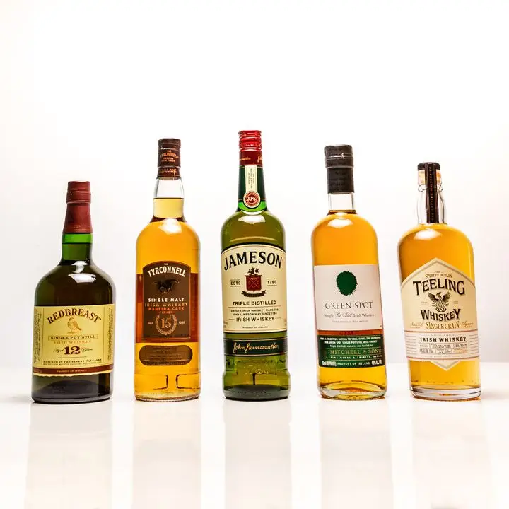Irish whiskey bottles