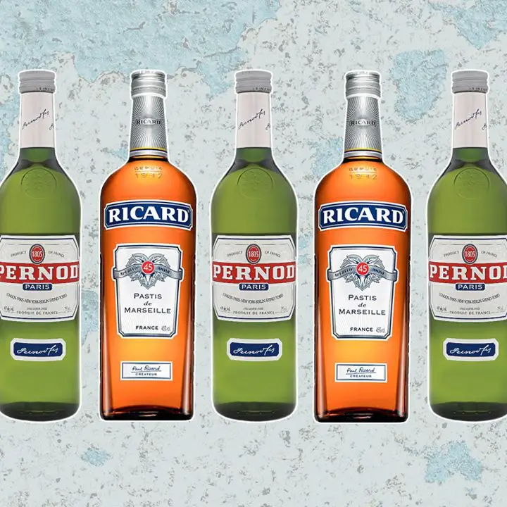 Pernod and Ricard pastis bottles