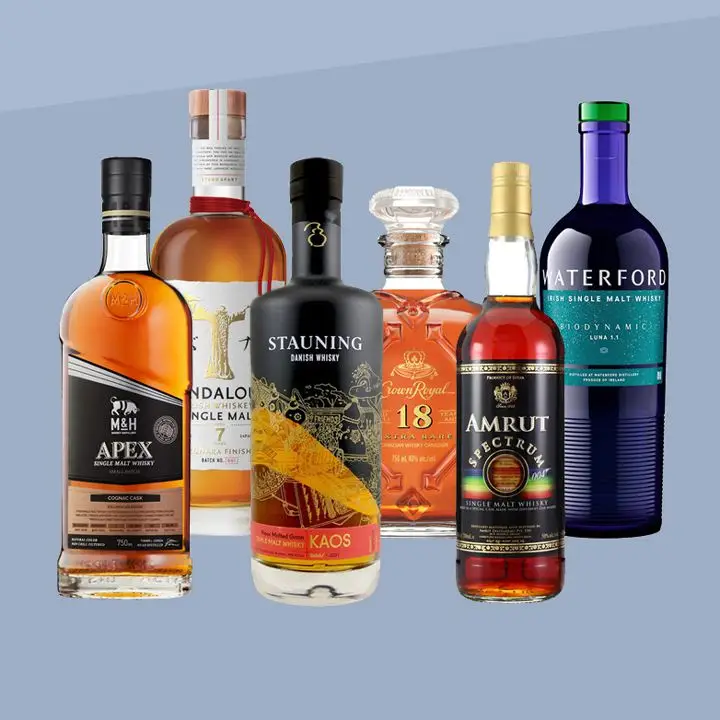 World whiskey bottles