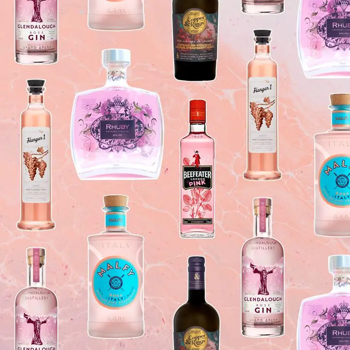 Pink spirits bottles