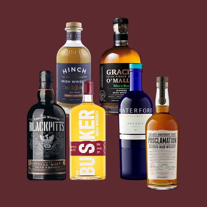 Irish whiskey bottles