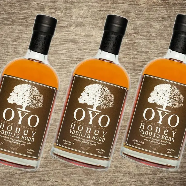 oyo barrel-finished honey vanilla bean vodka