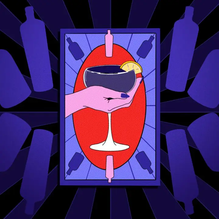 tarot card with black cocktail