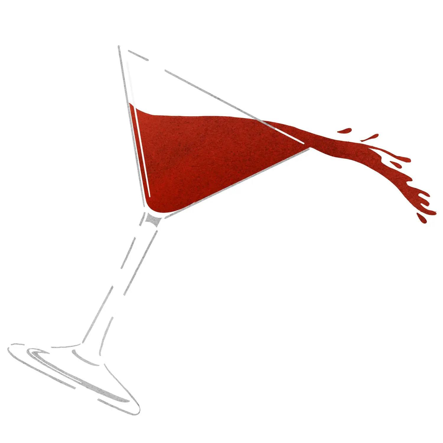Illustration of martini glass containing non-alcoholic cocktail spilling over