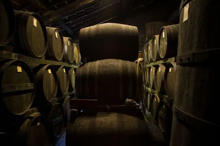 A cave full of Armagnac barrels