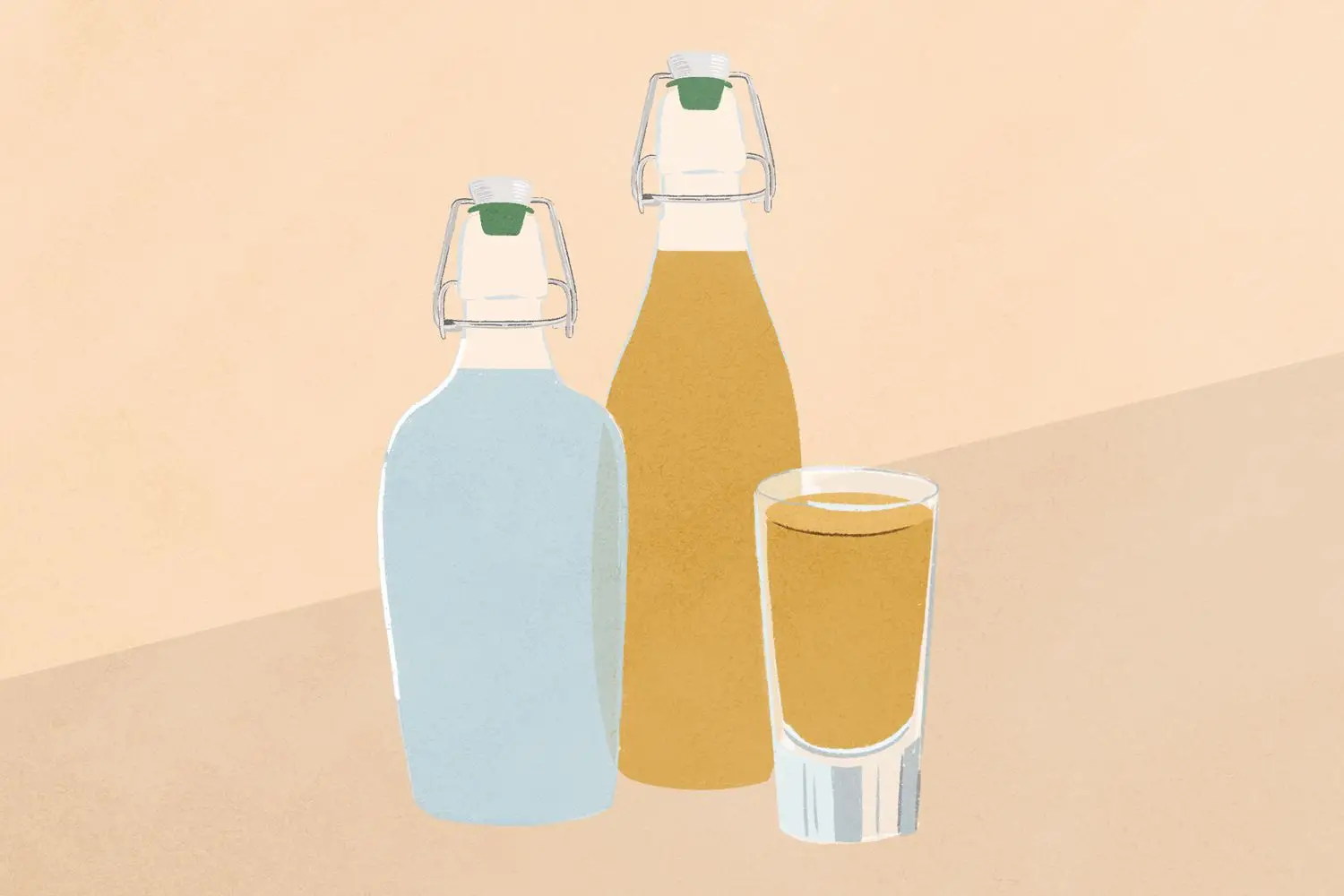 illustration of tequila bottles and shot glass