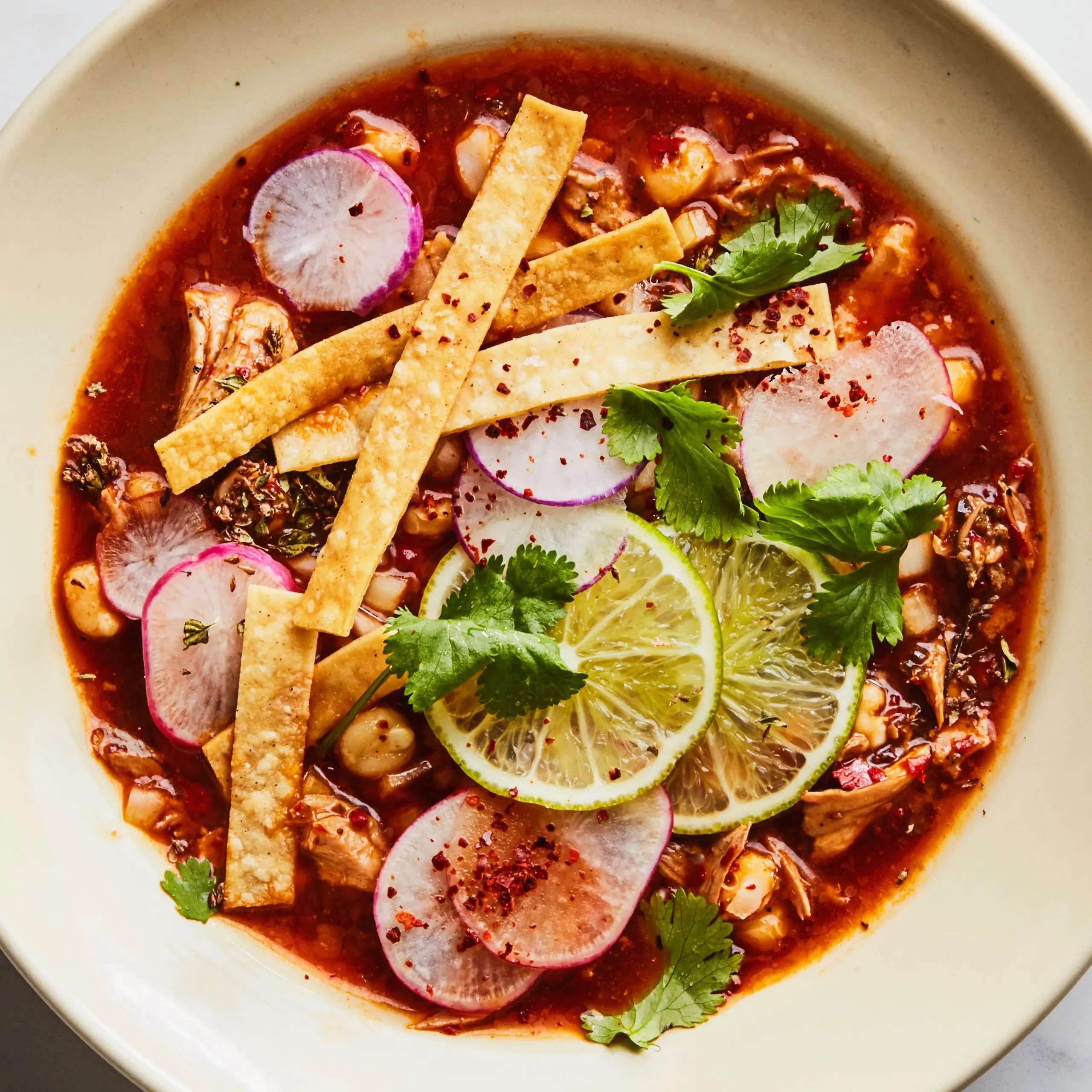 Pozole rojo (carne de porco e ensopado)