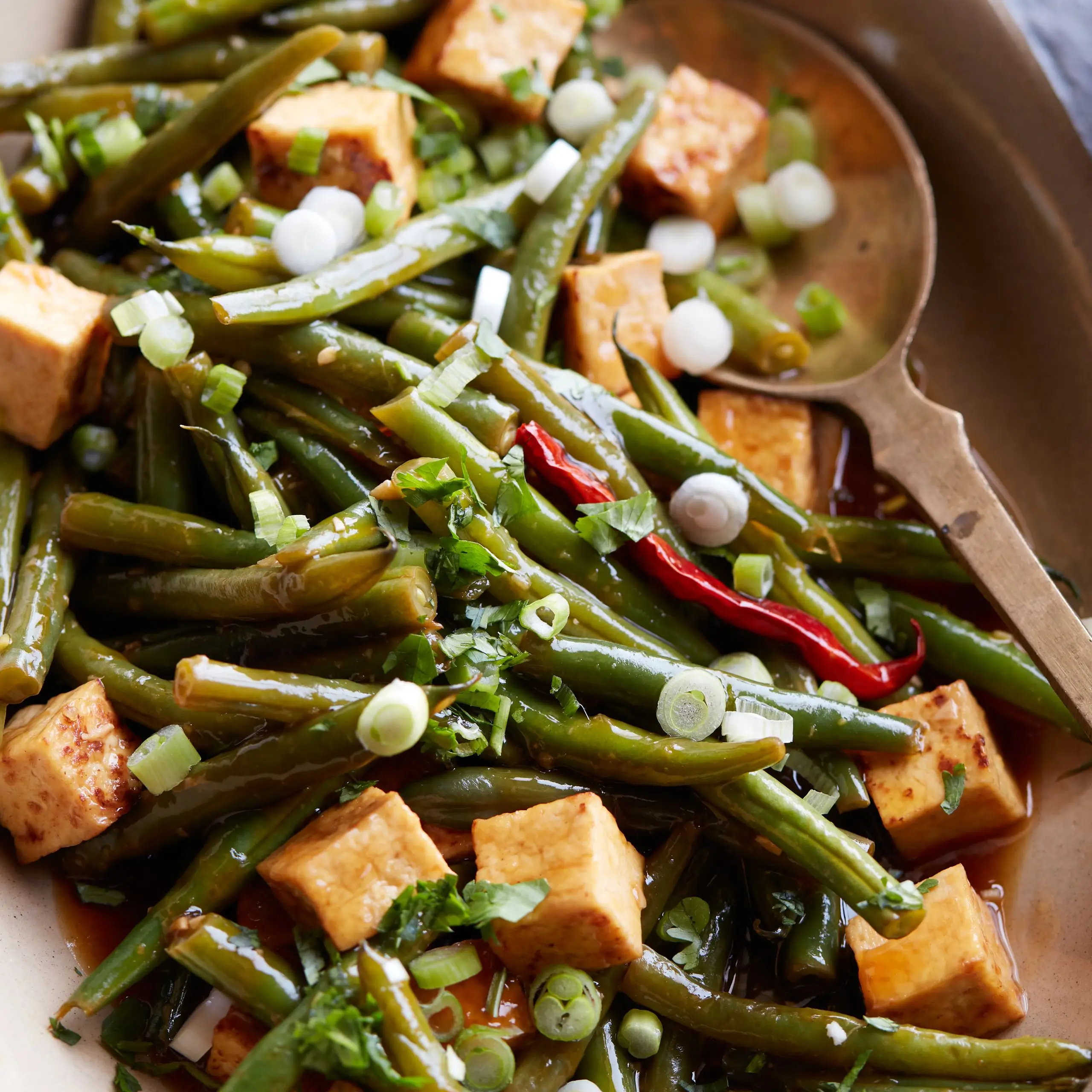 Feijão verde da Manchúria com tofu