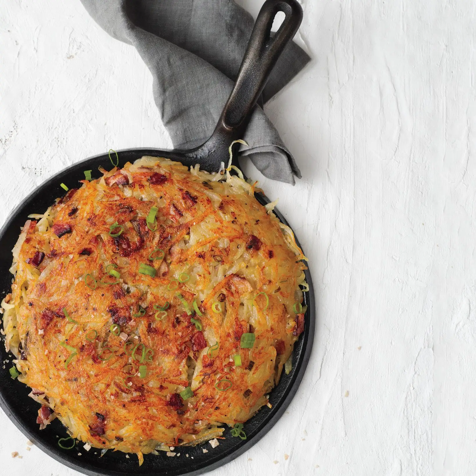 Rösti com bacon e cebolinha