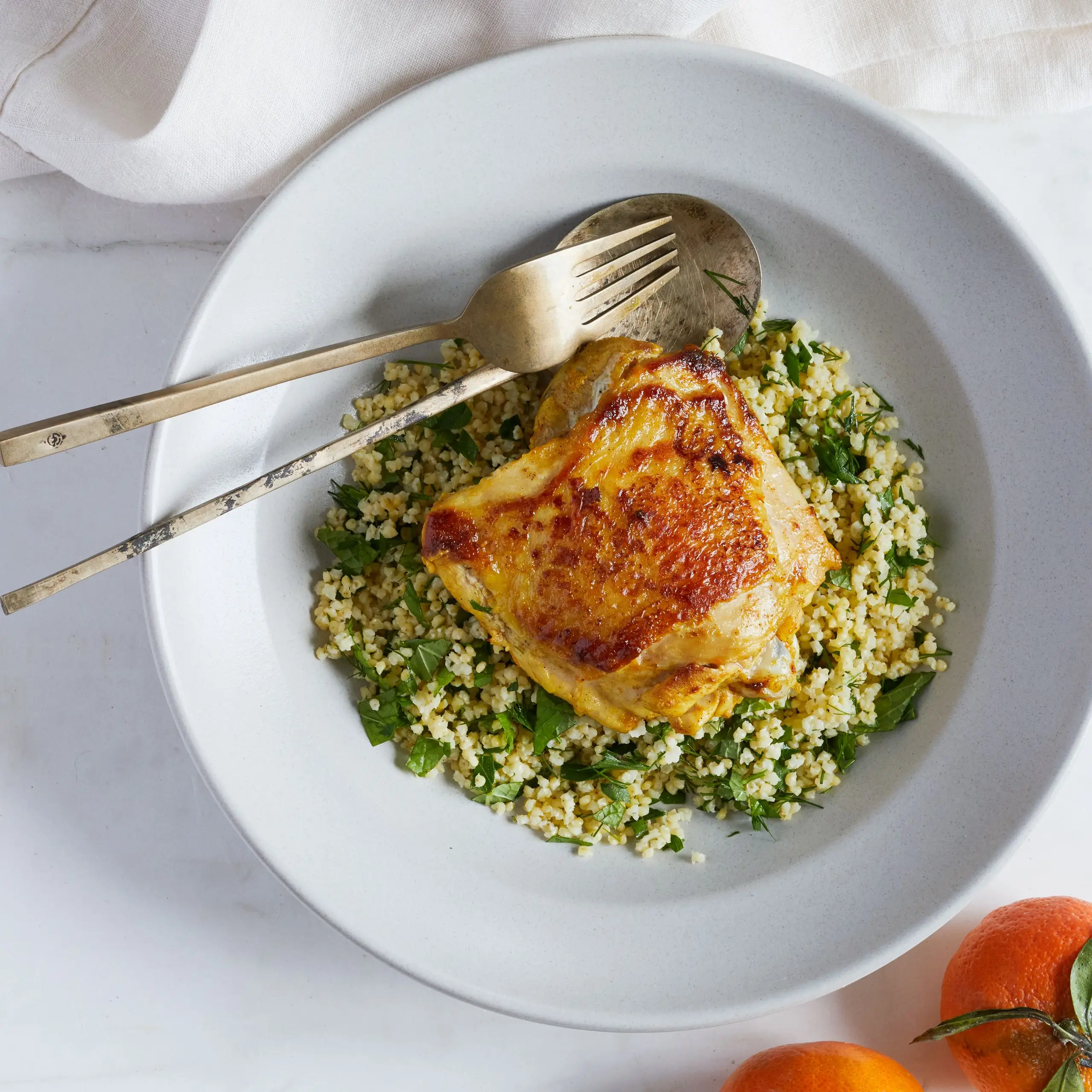 Frango com temperos marroquinos com Millet Tabbouleh