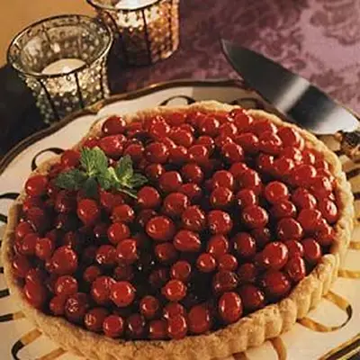 Tarta de chocolate com cranberries cristalizados
