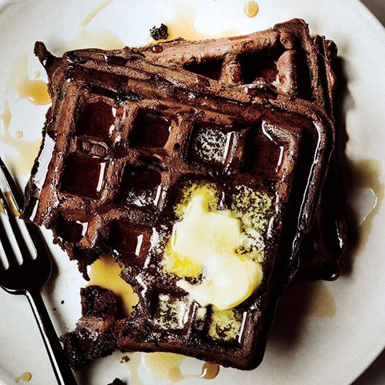 Waffles de chocolate escuro
