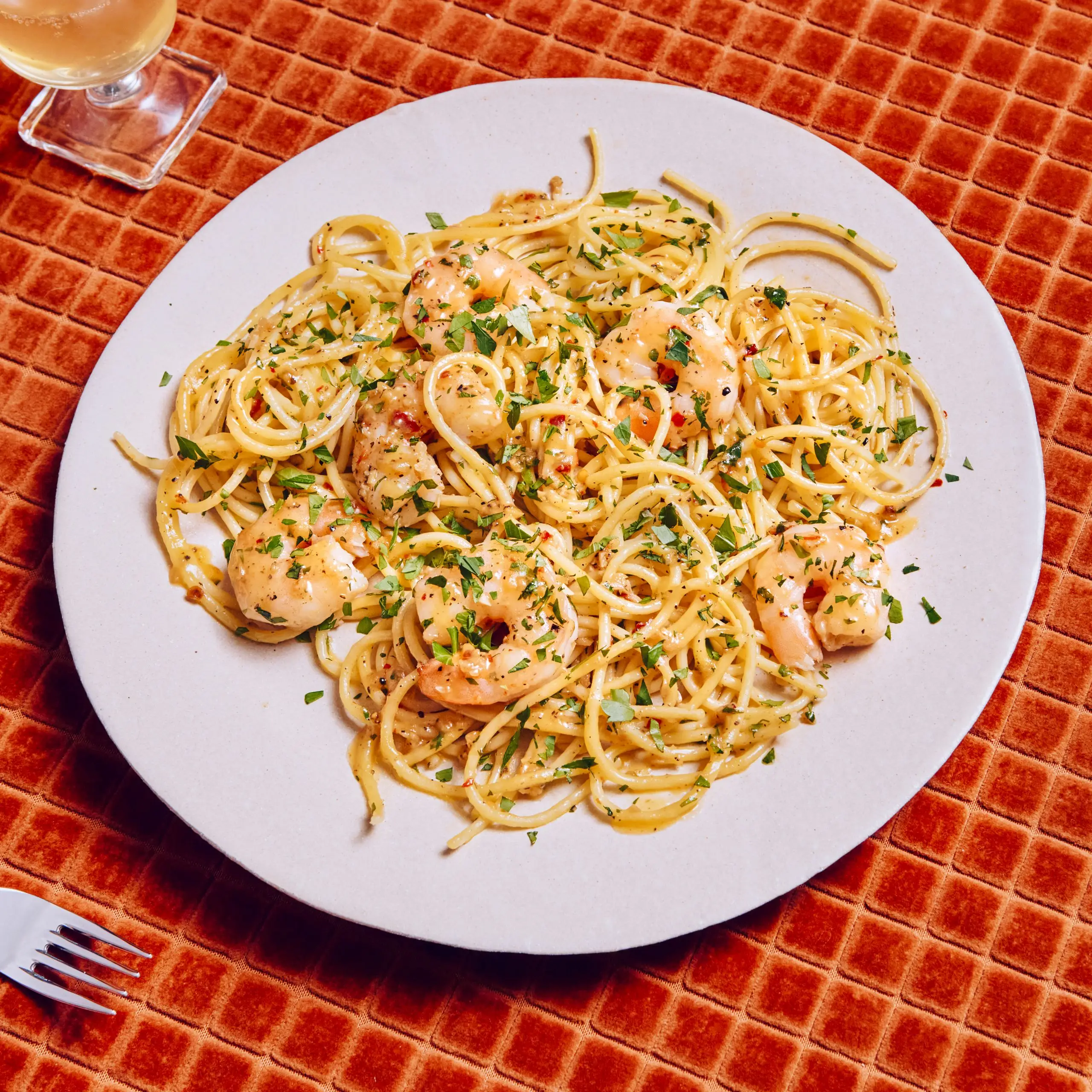 Pasta Scampi de camarão