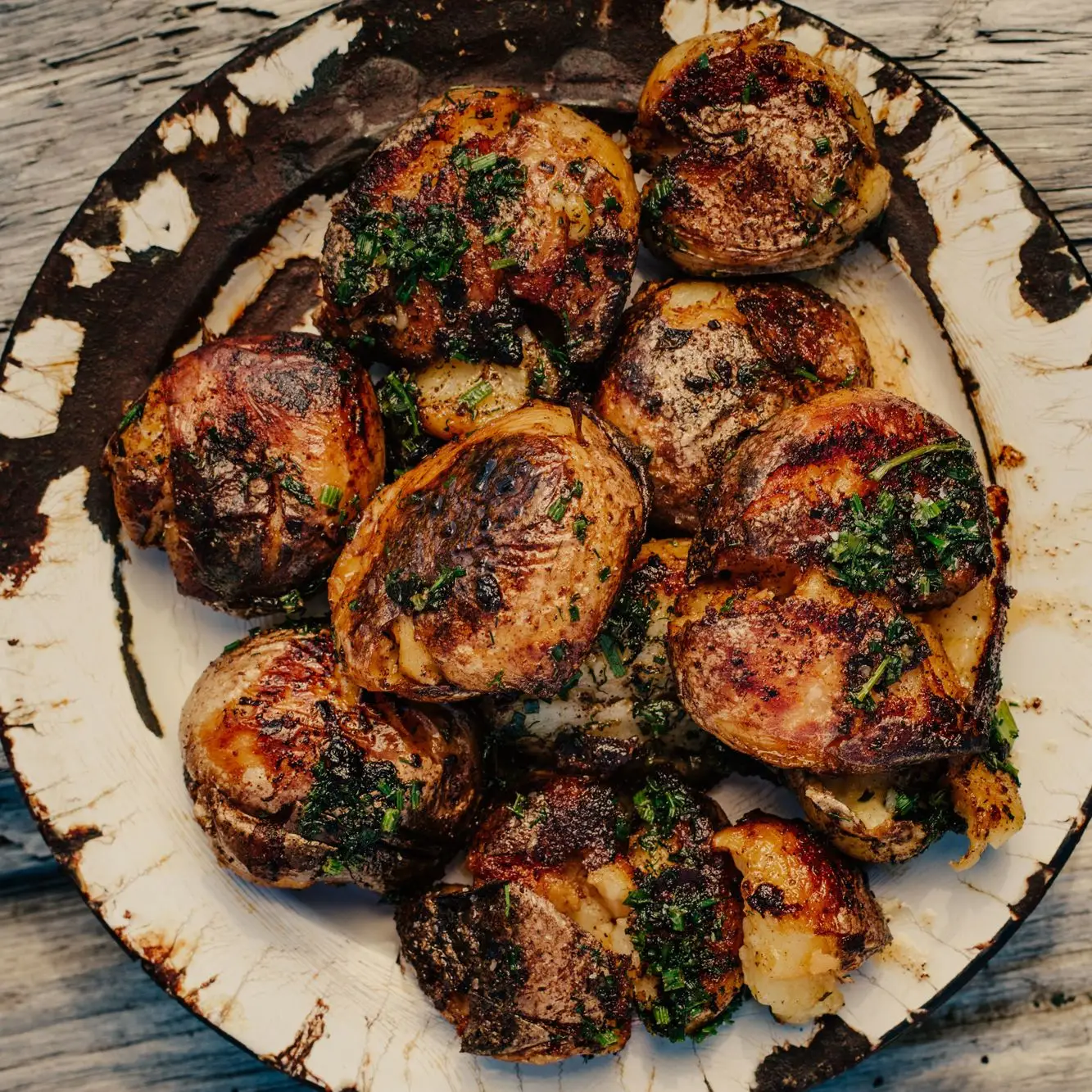 Mit Austernbutter zerquetschte Kartoffeln